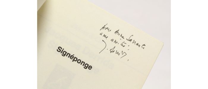 DERRIDA : Signéponge - Libro autografato, Prima edizione - Edition-Originale.com