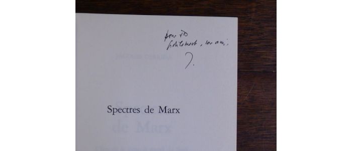 DERRIDA : Spectres de Marx - Libro autografato, Prima edizione - Edition-Originale.com