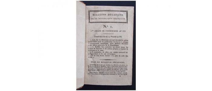 [DIRECTOIRE] Bulletin décadaire de la République française - Prima edizione - Edition-Originale.com