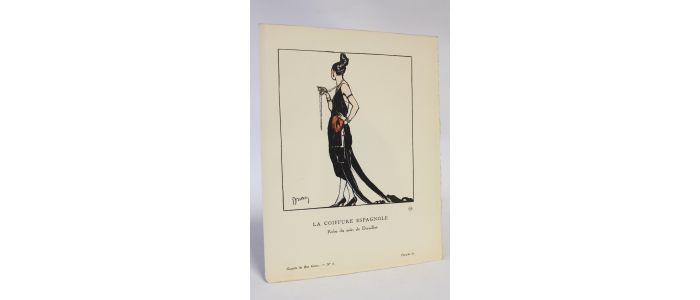 DOEUILLET : La Coiffure espagnole. Robe du soir, de Doeuillet (pl.62, La Gazette du Bon ton, 1920 n°8) - First edition - Edition-Originale.com