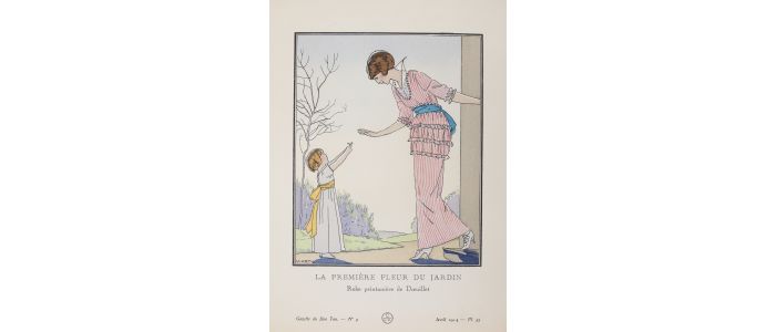 DOEUILLET : La Première Fleur du jardin. Robe printanière de Doeuillet (pl.35, La Gazette du Bon ton, 1914 n°4) - Prima edizione - Edition-Originale.com