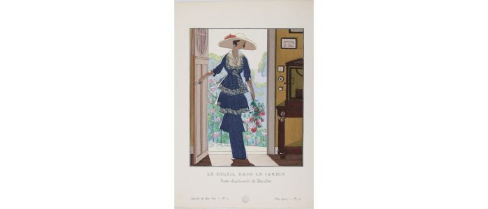 DOEUILLET : Le Soleil dans le jardin. Robe d'après-midi de Doeuillet (pl.51, La Gazette du Bon ton, 1914 n°5) - Edition Originale - Edition-Originale.com