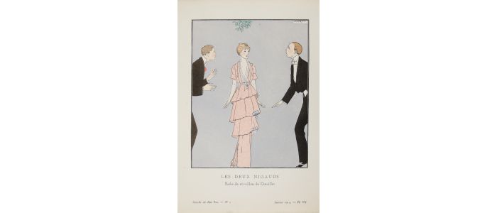 DOEUILLET : Les deux nigauds. Robe de réveillon de Doeuillet (pl.7, La Gazette du Bon ton, 1914 n°1) - First edition - Edition-Originale.com