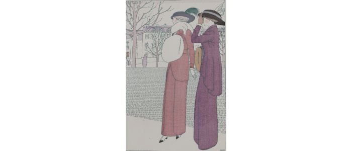 DOEUILLET : Les Premiers soupçons. Costumes trotteurs de Doeuillet (pl.10, La Gazette du Bon ton, 1912-1913 n°3) - Edition Originale - Edition-Originale.com
