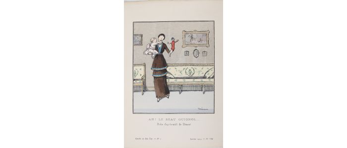 DOUCET : Ah ! Le Beau Guignol... Robe d'après-midi de Doucet (pl.8, La Gazette du Bon ton, 1914 n°1) - Erste Ausgabe - Edition-Originale.com