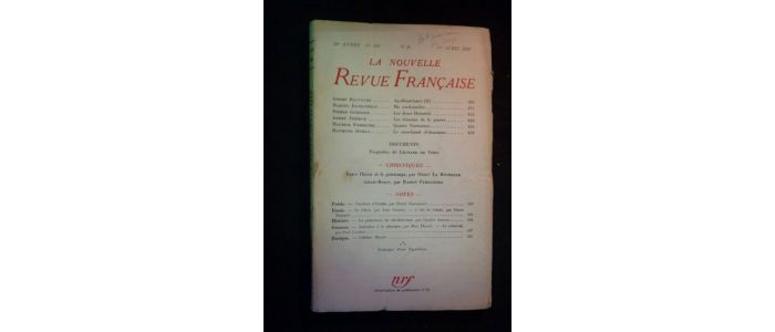 DRIEU LA ROCHELLE : Entre l'hiver et le printemps - In Nrf N°338 de la 30ème année - First edition - Edition-Originale.com