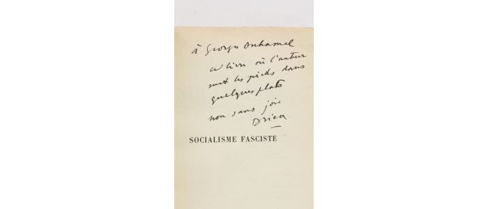 DRIEU LA ROCHELLE : Socialisme fasciste - Signiert, Erste Ausgabe - Edition-Originale.com