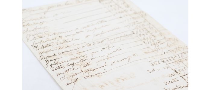 DROUET : Manuscrit autographe, comptes de l'année 1839 : 