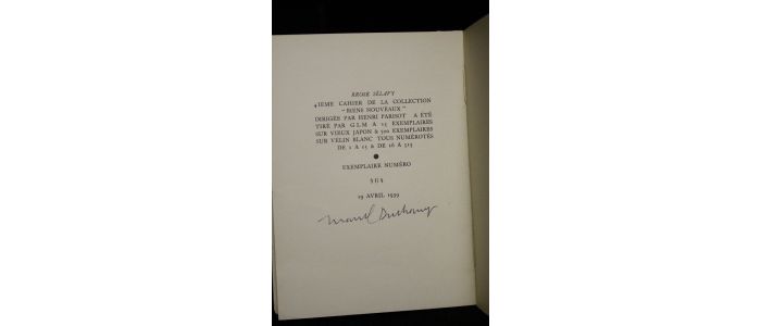 DUCHAMP : Rrose Sélavy - Autographe, Edition Originale - Edition-Originale.com