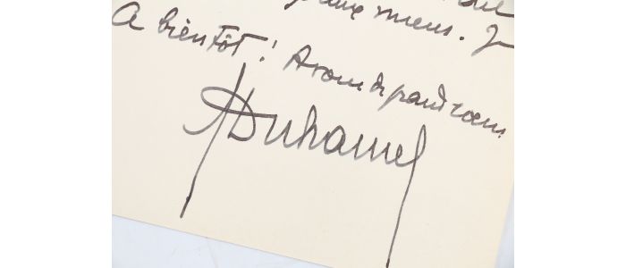 DUHAMEL : Carte de visite autographe à en-tête de la l'Académie française - Signiert, Erste Ausgabe - Edition-Originale.com
