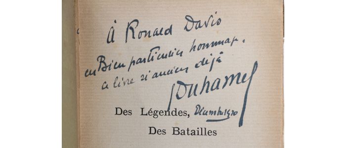 DUHAMEL : Des légendes, des batailles - Signiert, Erste Ausgabe - Edition-Originale.com