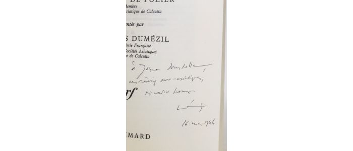 DUMEZIL : Le Mahabarat et le Bhagavat du colonel de Polier - Signed book, First edition - Edition-Originale.com