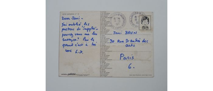 DURRELL : Carte postale autographe signée adressée à Jani Brun - Signed book, First edition - Edition-Originale.com