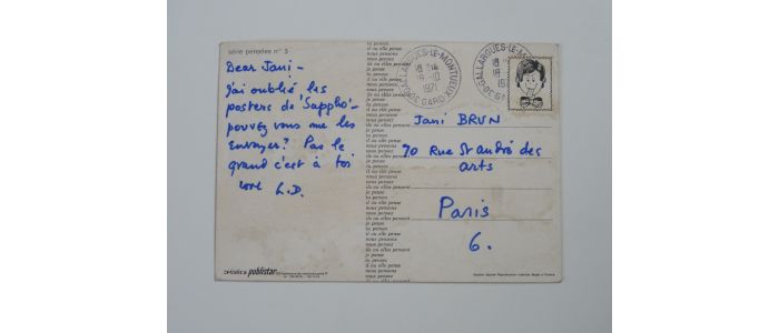 DURRELL : Carte postale autographe signée adressée à Jani Brun - Signiert, Erste Ausgabe - Edition-Originale.com