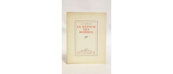 DURTAIN : Le retour des hommes - Edition Originale - Edition-Originale.com