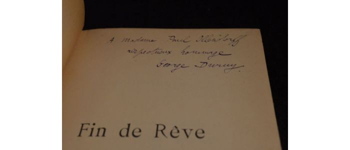 DURUY : Fin de rêve - Autographe, Edition Originale - Edition-Originale.com