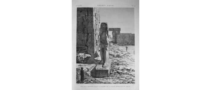 DESCRIPTION DE L'EGYPTE.  Thèbes. Karnak. Vue d'un colosse placé à l'entrée de la salle hypostyle du Palais. (ANTIQUITES, volume III, planche 20) - Edition Originale - Edition-Originale.com