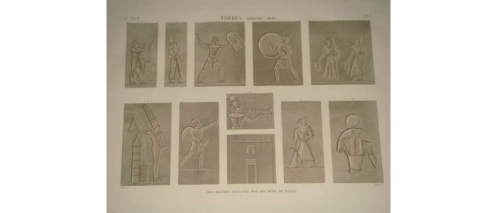 DESCRIPTION DE L'EGYPTE.  Thèbes. Medynet-Abou. Bas-reliefs sculptés sur les murs du palais. (ANTIQUITES, volume II, planche 8) - Edition Originale - Edition-Originale.com