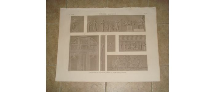 DESCRIPTION DE L'EGYPTE.  Thèbes. Memnomium. Bas-reliefs du temple de l'ouest et d'une grotte voisine. (ANTIQUITES, volume II, planche 35) - Edition Originale - Edition-Originale.com