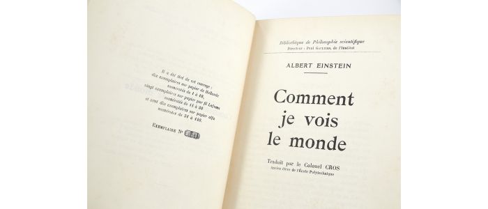 EINSTEIN : Comment je vois le Monde [Mein Weltbild] - Prima edizione - Edition-Originale.com