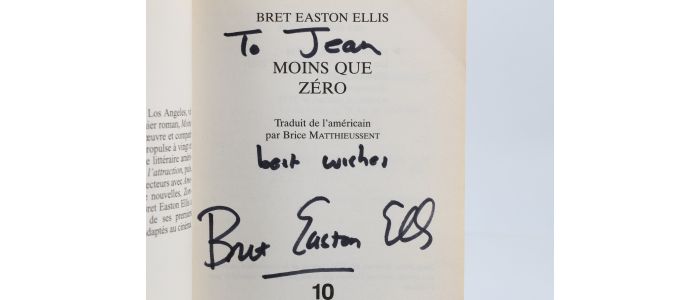 ELLIS : Moins que zéro - Libro autografato - Edition-Originale.com