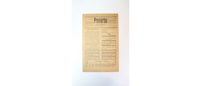 ELUARD : Proverbe. Feuille mensuelle. N°2 - Erste Ausgabe - Edition-Originale.com