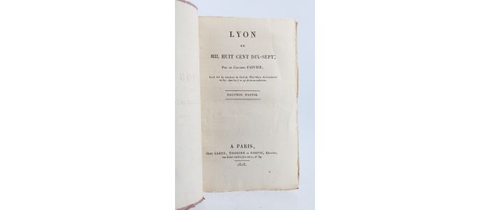 FABVIER : Lyon en mille huit cent dix-sept - Seconde partie - Prima edizione - Edition-Originale.com
