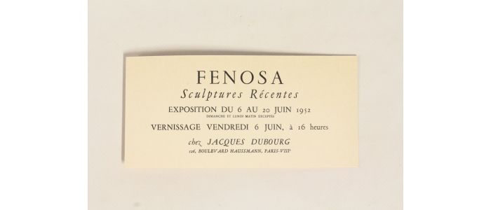 FENOSA : Carton d'invitation à l'exposition des sculptures récentes de Fenosa - First edition - Edition-Originale.com