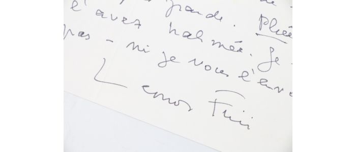 FINI : Amusante lettre manuscrite datée signée et adressée à Gérard Leman dans laquelle elle s'offusque du traitement qu'il a reservé à l'une de ses photographies : 