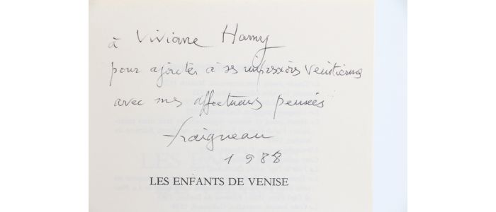 FRAIGNEAU : Les enfants de Venise suivi d'un entretien avec André Fraigneau - Signed book - Edition-Originale.com