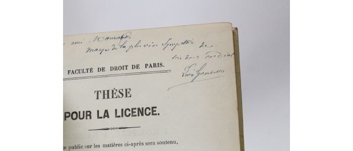GAMBETTA : Thèse pour la licence soutenue par Léon Gambetta - Signed book, First edition - Edition-Originale.com
