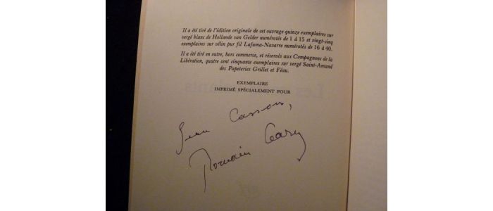 GARY : Les cerfs-volants - Libro autografato, Prima edizione - Edition-Originale.com