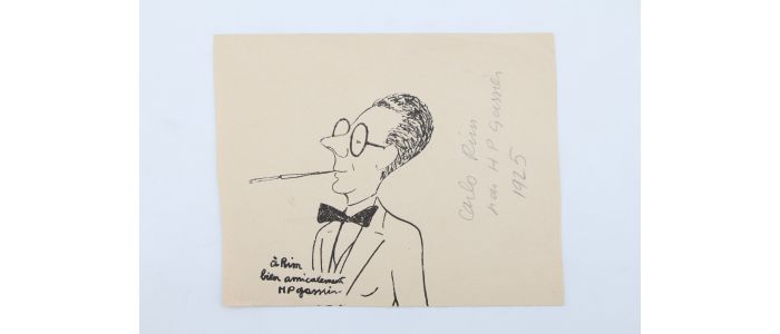 GASSIER : Dessin original à l'encre noire représentant son ami le caricaturiste, scénariste et cinéaste Carlo Rim - Autographe, Edition Originale - Edition-Originale.com