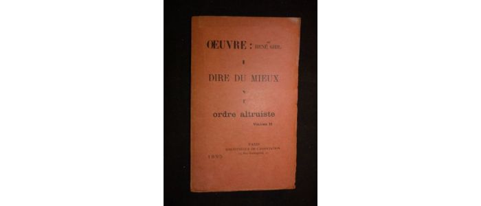 GHIL : Dire du mieux V : L'ordre altruiste, volume II - Prima edizione - Edition-Originale.com