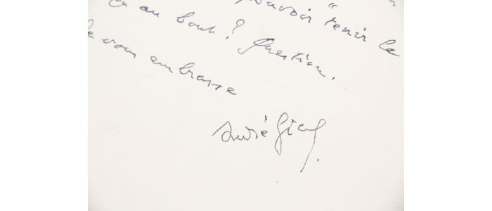 GIDE : Lettre autographe adressée à Pierre de Massot lui rappelant leur amitié commune pour André Suarès : 