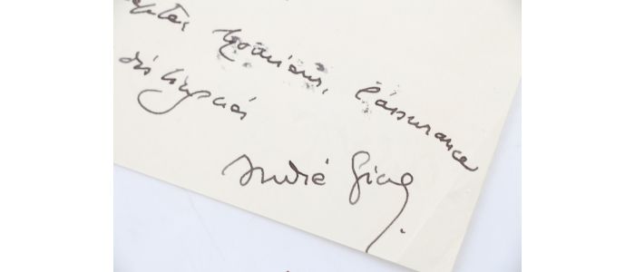GIDE : Lettre autographe signée à propos d'une lettre qu'il a écrite presque trente ans plus tôt et qu'il souhaite intégrer dans ses oeuvres complètes - Signiert, Erste Ausgabe - Edition-Originale.com