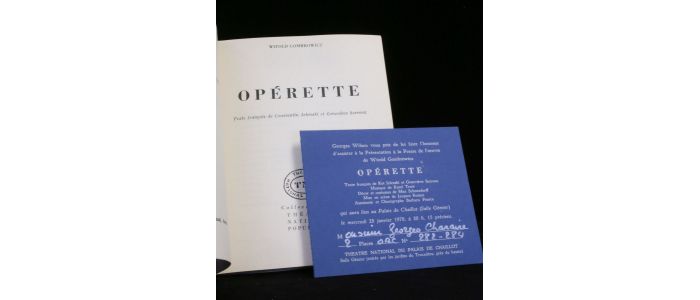 GOMBROWICZ : Opérette - Erste Ausgabe - Edition-Originale.com