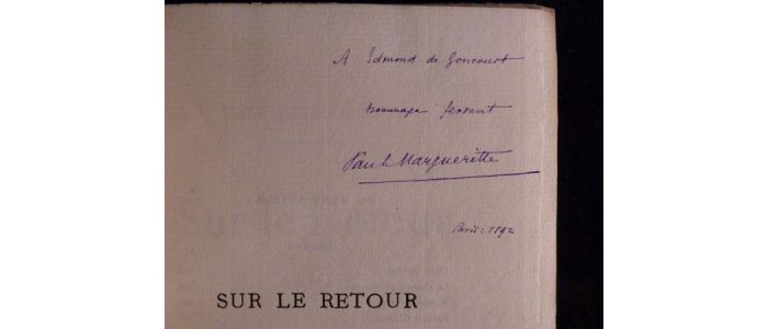 GONCOURT : Sur le retour - Signiert, Erste Ausgabe - Edition-Originale.com