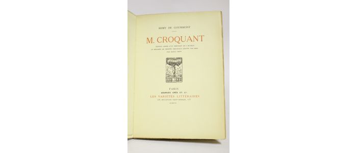 GOURMONT : M. Croquant - Prima edizione - Edition-Originale.com