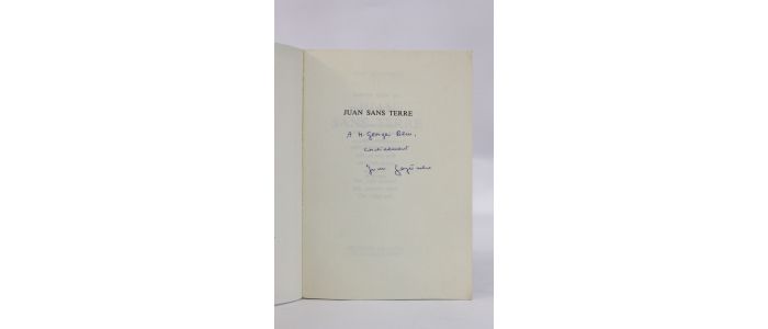GOYTISOLO : Juan sans terre - Autographe, Edition Originale - Edition-Originale.com