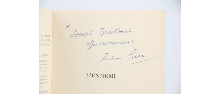 GREEN : L'ennemi - Signed book, First edition - Edition-Originale.com