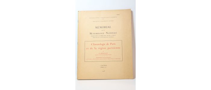 GRISOLLET : Mémoire de la météorologie nationale : Climatologie de Paris et de la région parisienne - Edition Originale - Edition-Originale.com