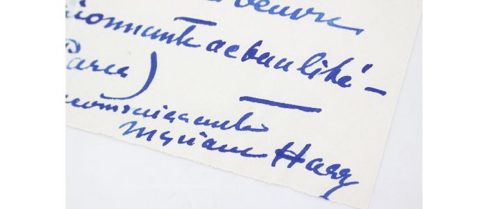 HARRY : Lettre autographe adressée à Pierre Belperron lui ayant envoyé et dédicacé son dernier ouvrage en lice pour l'obtention du Prix Vacaresco  : 