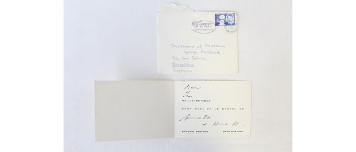 HARTUNG : Carte de voeux adressée à Georges et Alice Raillard pour l'année 1968 signée et par Hans Hartung et Anna-Eva Bergman  - Signed book, First edition - Edition-Originale.com