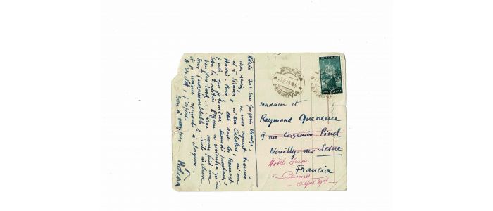 HELION : Carte postale autographe signée adressée à Raymond Queneau - Signiert, Erste Ausgabe - Edition-Originale.com