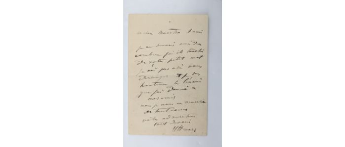 HENNER : Billet autographe signé adressé à un compositeur le remerciant pour sa critique bienveillante - Signiert, Erste Ausgabe - Edition-Originale.com