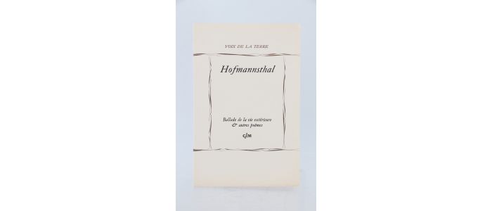 HOFMANNSTHAL : Ballade de la vie extérieure & autres poëmes - Prima edizione - Edition-Originale.com