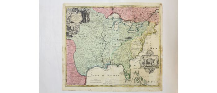 HOMANN : Amplissimae Regionis Mississipi Seu Provinciae Ludovicianae A R.P. Ludovico Hennepin Francisc. Miss. In America Septentrionali Anno 1687... - First edition - Edition-Originale.com