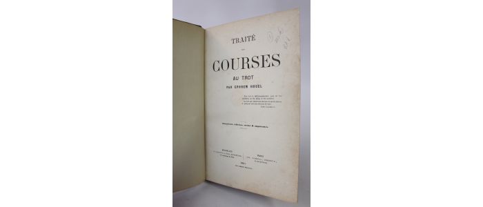 HOUEL : Traité de la course au trot - Prima edizione - Edition-Originale.com