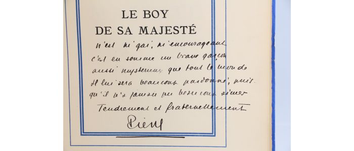 HUMBOURG : Le boy de sa majesté - Autographe, Edition Originale - Edition-Originale.com